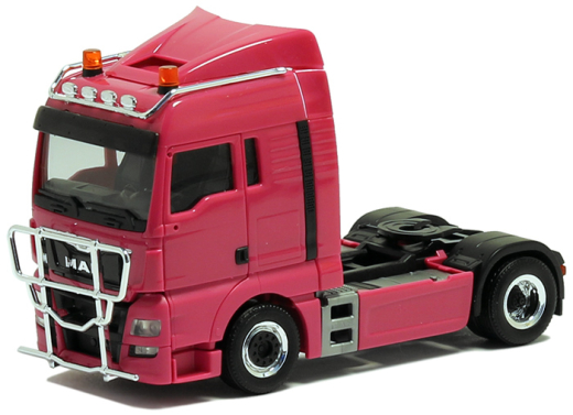 Herpa 570564 MAN TGX XLX Zugm. 2achs vvsp. mit Rundumleuchten (magenta, Chassis scharz)