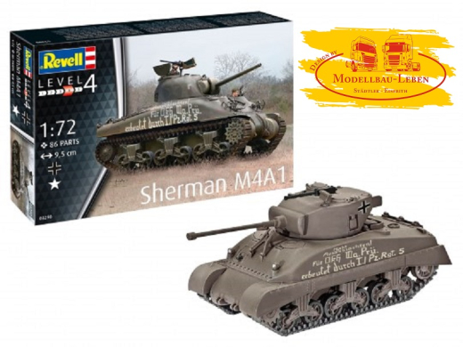 Revell 03102 Bausatz Sherman M4A1 in 1:72 Level 4 in Neutralen Karton ohne Decals
