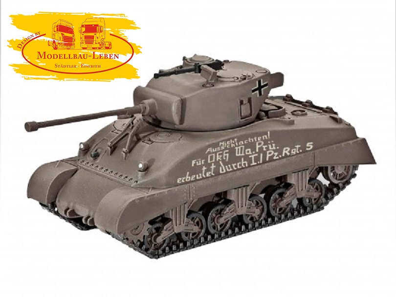 Revell 03102 Bausatz Sherman M4A1 in 1:72 Level 4 in Neutralen Karton ohne Decals