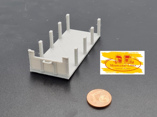 PMM 043 - 3D PLA Druck LKW Abrollflat mit Rungen - 1 Stück 1:87