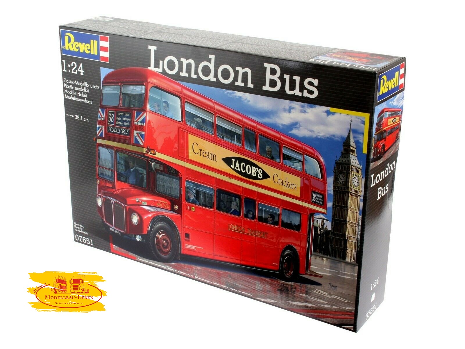 Revell 07651 London Bus 1:24 Bausatz Level 5 Reduziert, da Karton ausgeblichen