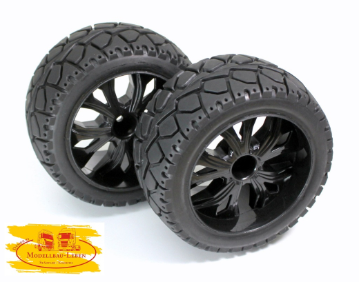 Absima 2500014 - 1:10 Buggy / Truggy Onroad Reifen komplett schwarz (2 Stück)