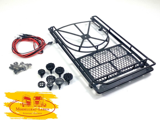 Absima 2320123 -1:10 Metall-Dachträger m. Reifenablage inkl. LEDs