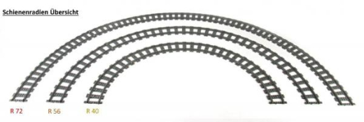 Bluebrixx 103353 Gebogene Gleise R72 im Set, 32 Stück 32 gebogene Gleise ergeben einen Kreis.
