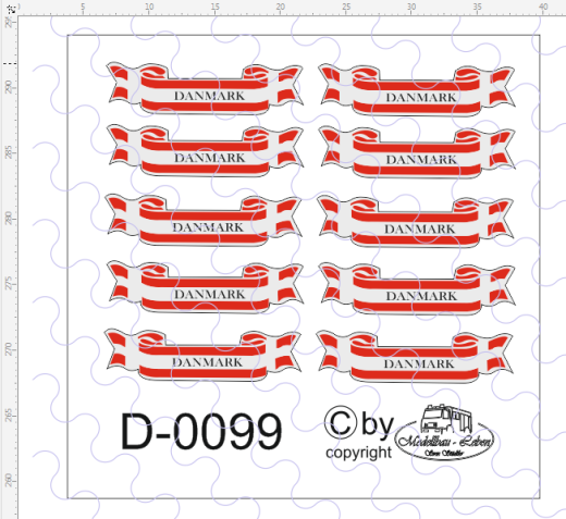 D-0099 Banner Danmark / Dänemark, passend für Trailerheck 10 Stück 1:87