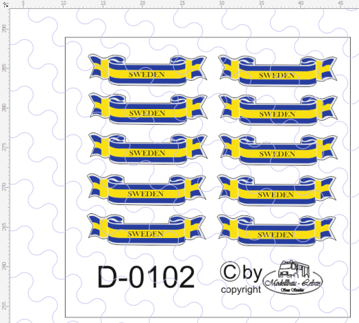 D-0102 Banner Sweden / Schweden, passend für Trailerheck 10 Stück 1:87