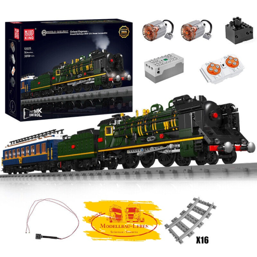 Mould King 12025 - RC Orient Express Dampflokomotive Zug Klemmbausteine Ferngesteuert 3898 Teile