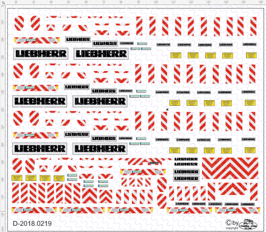 D-2018.0219 Warntafeln Kranbeschriftung rot weiß Decalsatz 1 Stück 1:87
