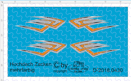 D-2018.0430 Hochdach Zacken - Bummerang - mehrfarbig 2 Paar 1:87