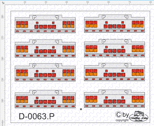 D-0063.P auf Poly gedrucktes Rücklicht Nr. 3 - Satz 8 Stück 1:87