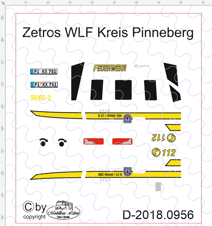 D-2018.0956 Zetros WLF Feuerwehr Kreis Pinneberg Decalsatz 1:87