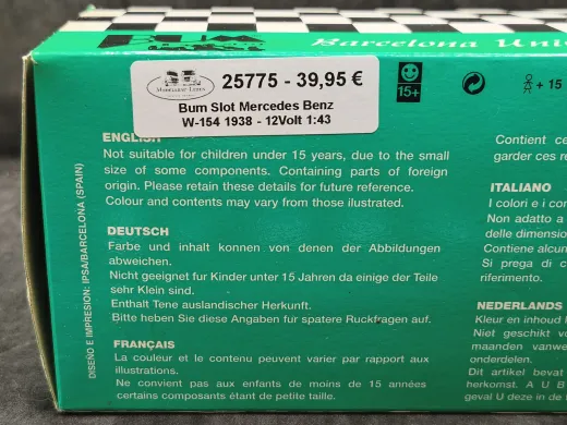 Bum Slot 25775 Mercedes-Benz W154 1938 12 Volt 1:43
