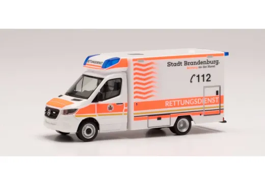 Herpa 096591 MB Mercedes-Benz Sprinter 2018 Fahrtec RTW Rettungsdienst Brandenburg 1 Stück 1:87