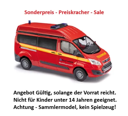 Busch 52517 Ford Transit Custom Werkfeuerwehr Aurubis, H0 Modell 1:87 Neu & OVP, 1 Stück