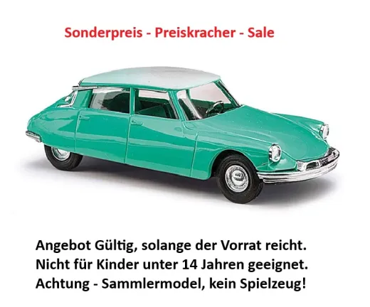 Busch 48020 H0 PKW Modell Citroën DS19 zweifarbig, grün/weiß, H0 Modell 1:87 Neu & OVP, 1 Stück, Sonderpreis, Sale, reduziertes Modell, Schnäppchen, Preisknaller