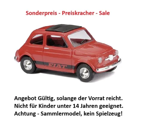 Busch 48705 - Fiat 500, rot , H0 Modell 1:87 Neu & OVP, 1 Stück, Sonderpreis, Sale, reduziertes Modell, Schnäppchen, Preisknaller