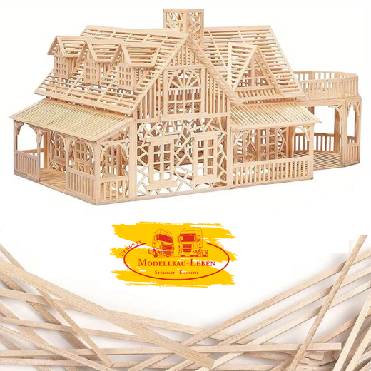 TT2310299 - 130 Stück Balsaholzstäbchen Set, verschiedene Größen, Bastelmodell Material, Holzprodukt