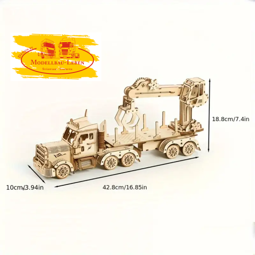 LG820 - 3D Holz Puzzle - Modellbausatz, Kreatives Basteln Holz Transport LKW Hauber 428 Teile