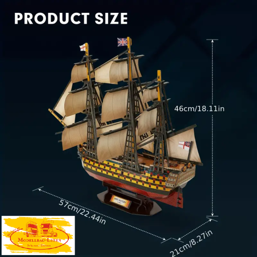 T4019h - 3D Puzzle Holz Bausatz Lasercut HMS Victory Königliches Segelschiff 189 Teile