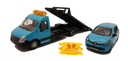 Bburago 18-31401 Iveco Daily Plateau Fahrzeug mit Renault Clio 1:43