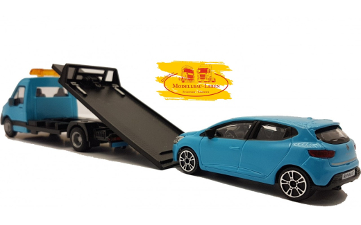 Bburago 18-31401 Iveco Daily Plateau Fahrzeug mit Renault Clio 1:43