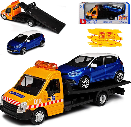Bburago 18-31407 Iveco Daily Plateau Fahrzeug mit Renault Captur 1:43