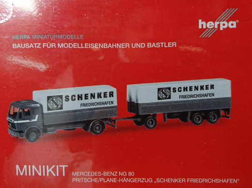 Herpa 013376 MiniKit MB NG 80 Planen Hängerzug Schenker