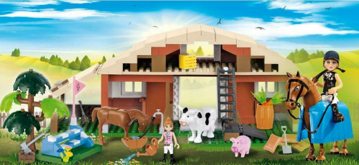 Cobi 1875 Bauernhof auf dem Land Countryside Action Town Bausatz 310 Teile 1 Figur und 3 Tiere Pferd