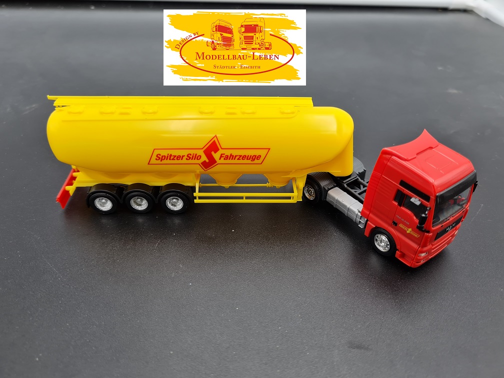 Herpa 228 MAN TGA Silosattelzug Spitzer Silo