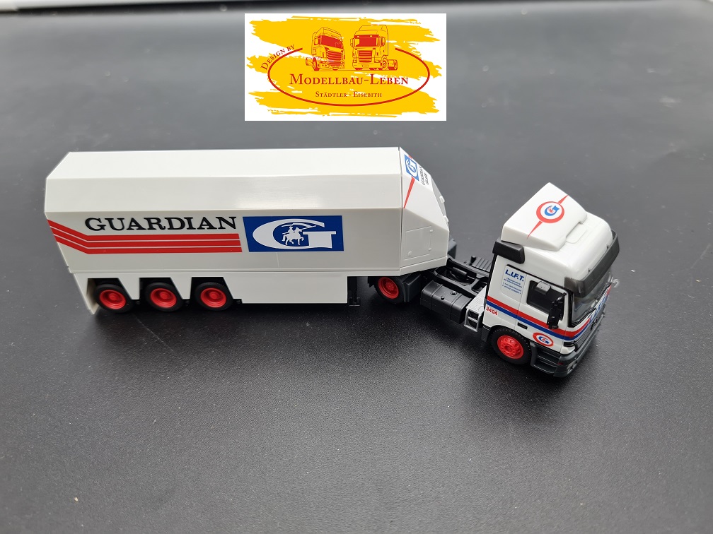 Herpa 606 MB Actros Glassattelzug Guardian