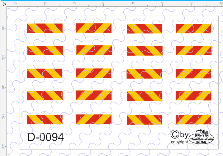 D-0094 Heck Warntafel gestreift 10 Paar Decalsatz 1:87