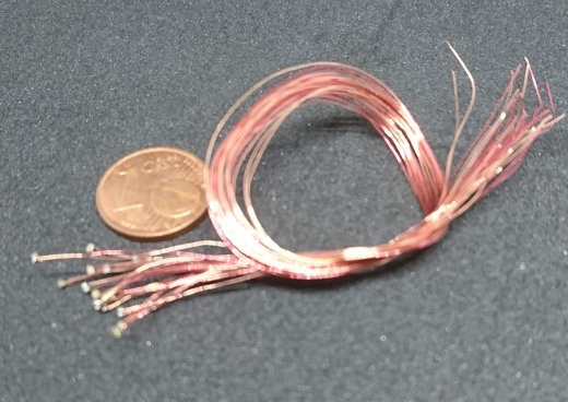 SMD flach bedrahtet CU Draht ca 130 mm- LED 0603 Eisblau 1 Stück 3.0 Volt