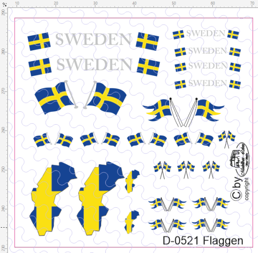 D-0521 Flaggenset Schweden - 1 Satz 1:87