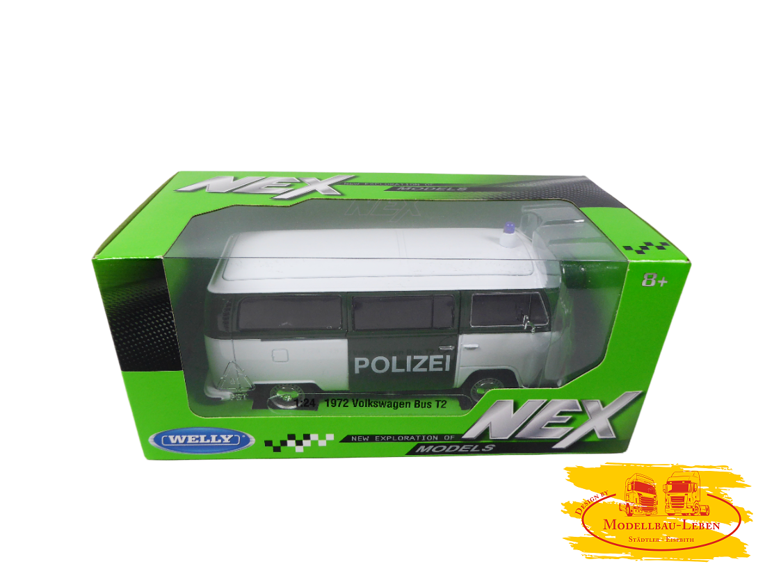 Welly 1:24 - 22472GP - 1972 VW Volkswagen Bus T2 Polizei -Bulli