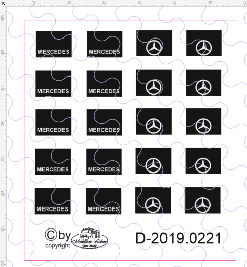 D-2019.0221 - Decalsatz Schmutzlappen klein Mercedes Benz, 2 Varianten je 5 Paar in 1:87