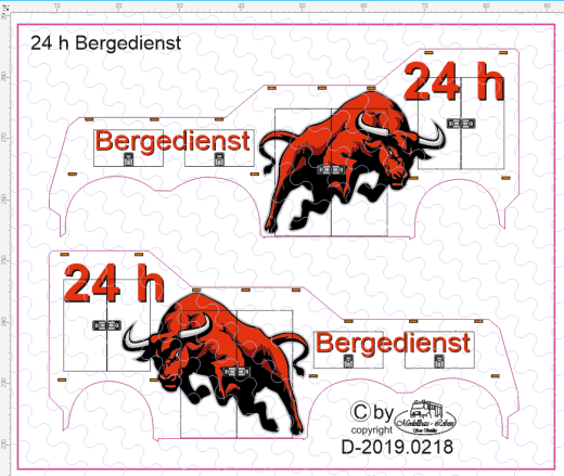 D-2019.0218 - Decalsatz Wrecker Empl Bergefahrzeug Beschriftung Büffel - rot 1:87