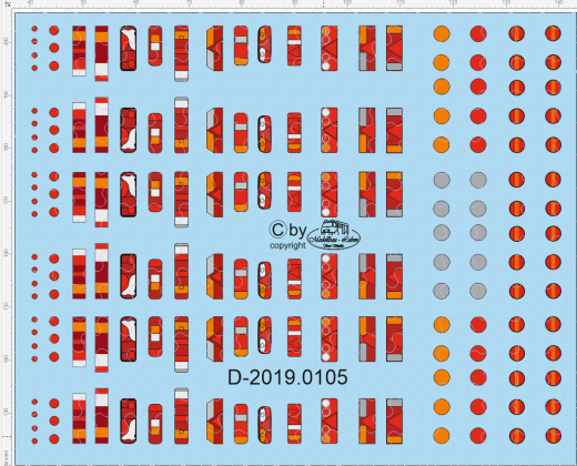D-2019.0105.1 Decalsatz Sortiment an verschiedenen Rücklichtern 1:50