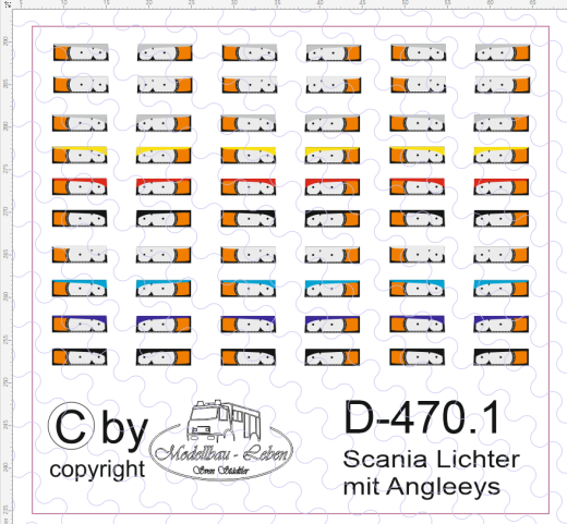 D-0470.1 - Decalsatz Scania R Frontlichter mit Angeleys 30 Paar 1:87