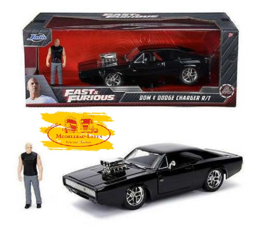 Jada Toys 25 320 5000 Dom's Dodge Charger R/T 1970 Fast & Furious (2001) mit Figur 1:24