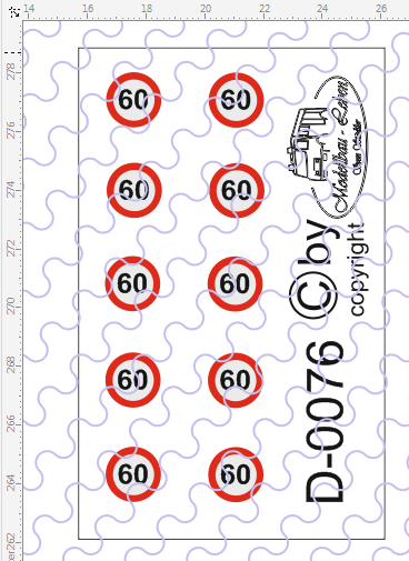 D-0076 Begrenzungsschild 60km/h 10 Stück Decalsatz 1:87