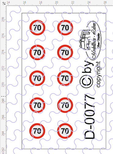 D-0077 Begrenzungsschild 70km/h 10 Stück Decalsatz 1:87