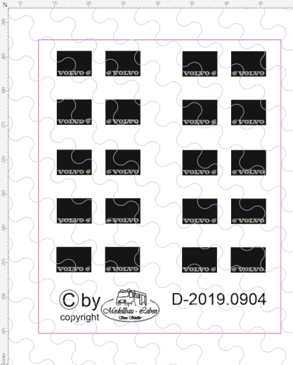 D-2019.0904 - Decalsatz Schmutzlappen klein Volvo Schrift und Logo - 10 Paar 1:87