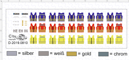 D-2019.0810 Decalsatz Feuerwehr Einsatzwesten 3 x 5 Stück 1:87