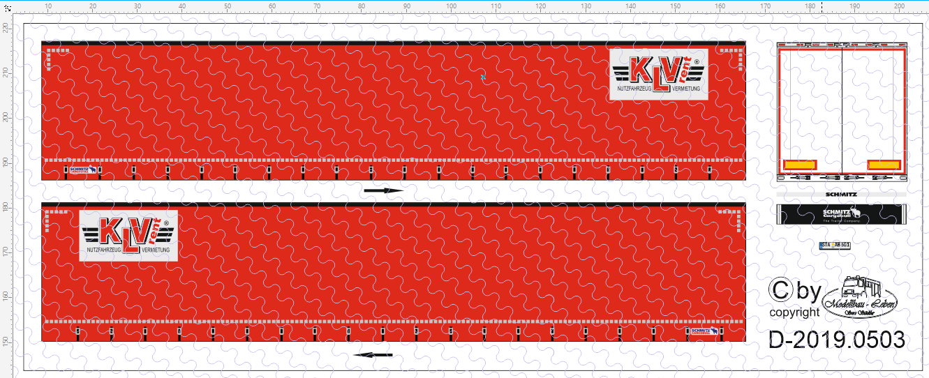 D-2019.0503 Decalsatz Planenauflieger KLV Rent - 1 Stk - 1:87