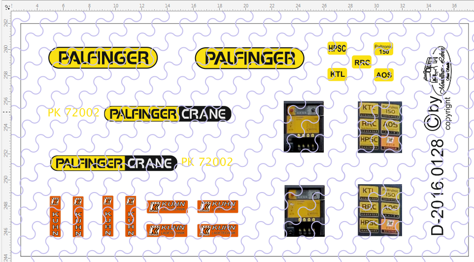 D-2016.0128 Palfinger Kran Detail Satz - 1 Stück - 1:87 Decalsatz