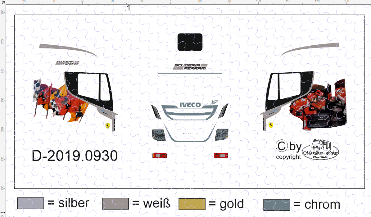 D-2019.0930 - Decalsatz Zugmaschine Iveco Scuderia Ferrari - 1 Stk - 1:87