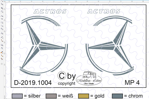 D-2019.1004 - Decalsatz Mercedes Benz Stern für Fh Seitenwand MP 4 - 1 Stk. - 1:87