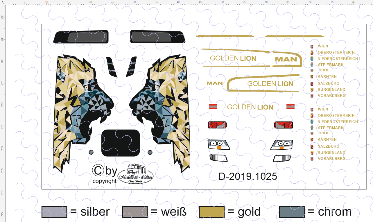 D-2019.1025 - Decalsatz Golden Lion Zugmaschine 1:87 - 1 Satz