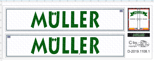 D-2019.1108.1 - Decalsatz Spedition Müller Ermensee für Kühlkoffer Variante 1 - 1 Satz 1:87