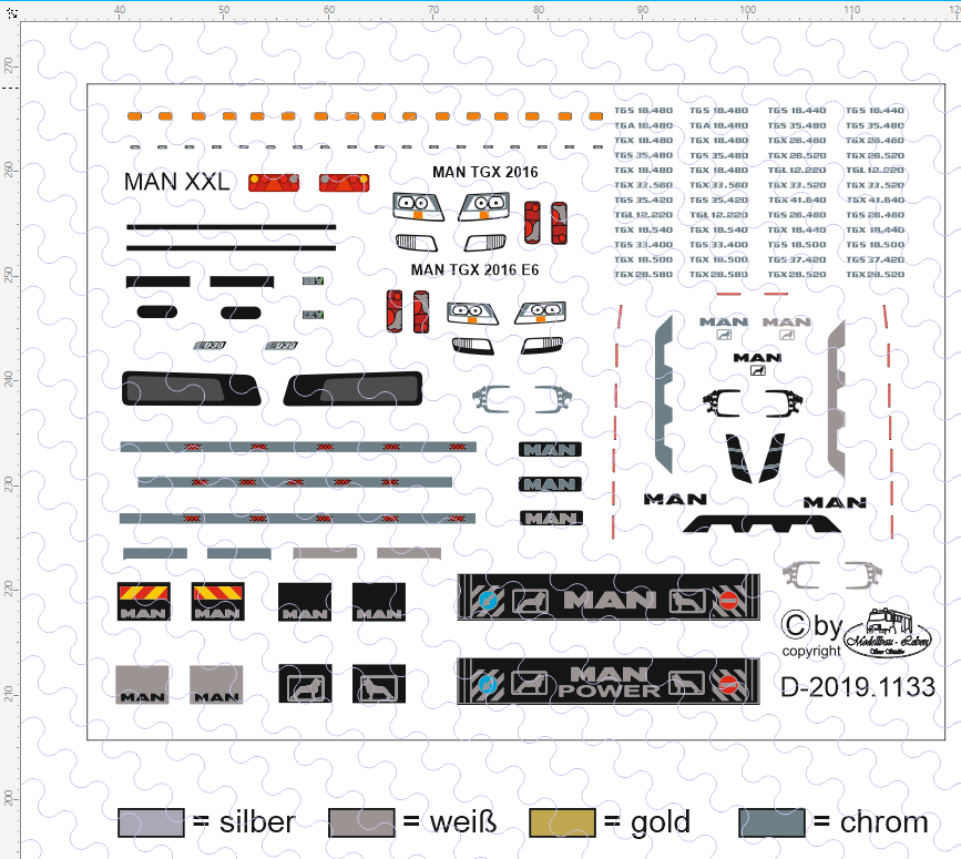 D-2019.1133 - Decalsatz zum Ausschmücken von MAN Zugmaschinen - 1 Satz 1:87